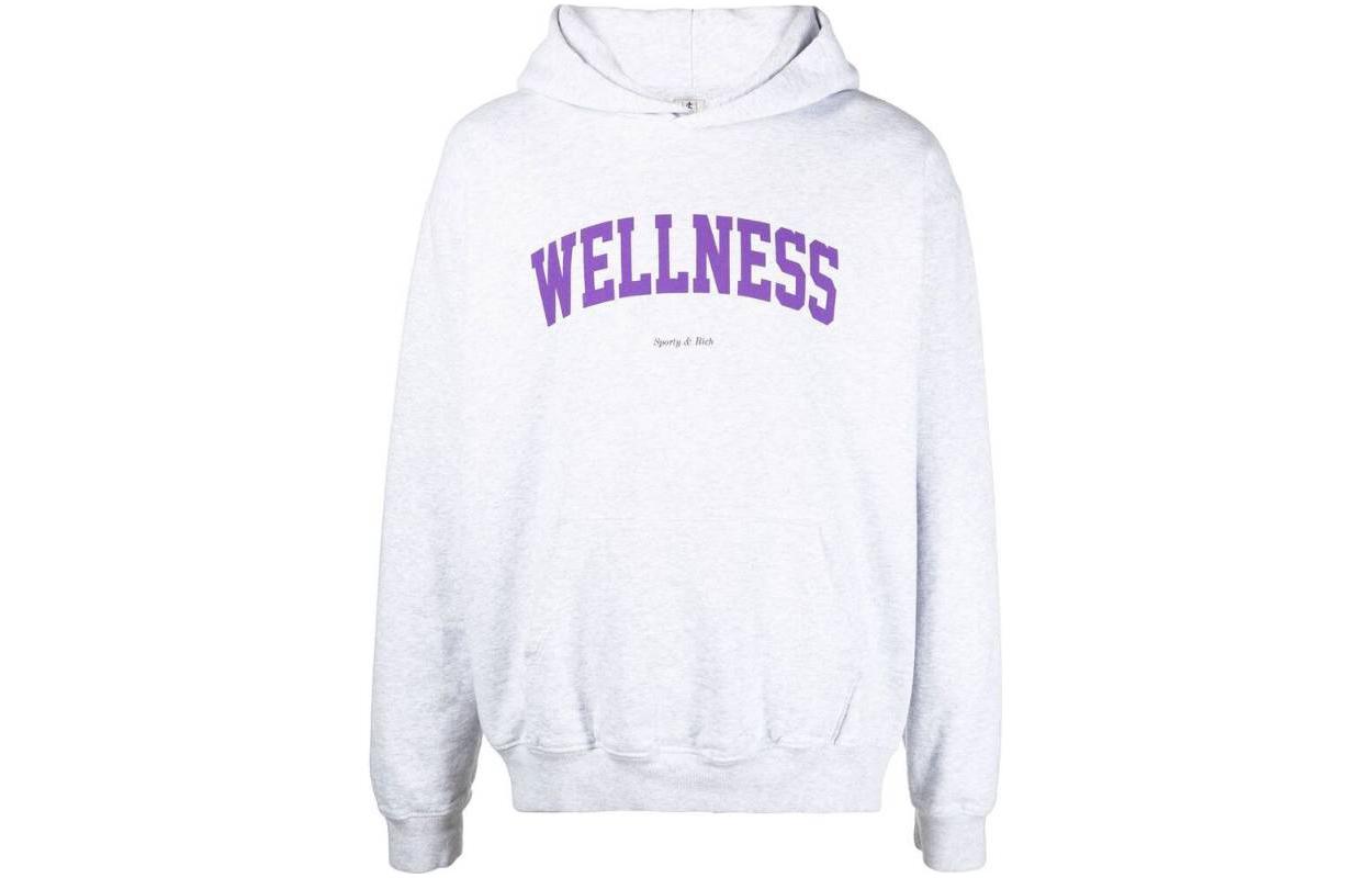 Sporty & Rich FW22 Logo Print Pullover Hoodie Unisex Grey HO431HG