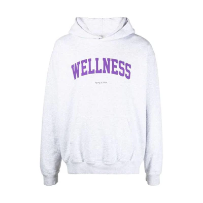 Sporty & Rich FW22 Logo Print Pullover Hoodie Unisex Grey HO431HG