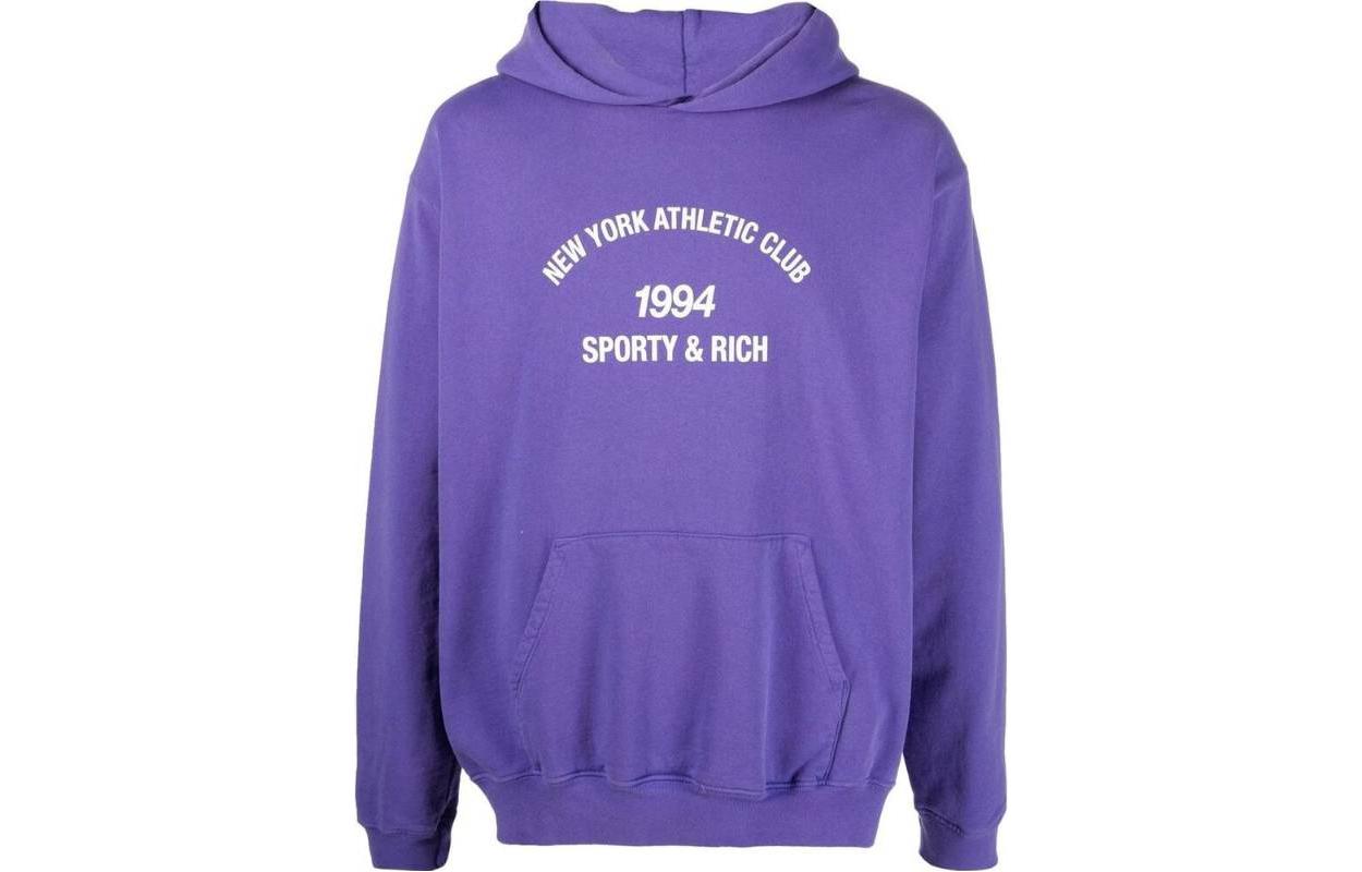 Sporty & Rich FW22 Logo Print Purple Hoodie Unisex Casual Style HO432PU