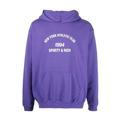 Sporty & Rich FW22 Logo Print Purple Hoodie Unisex Casual Style HO432PU