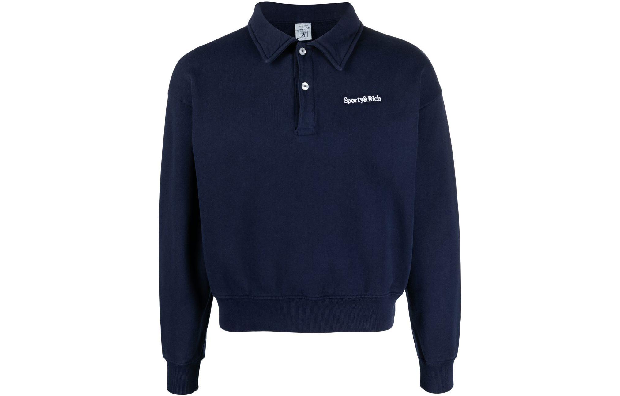 Sporty & Rich FW22 Logo Pullover Polo Sweatshirt Unisex Blue PO641SE