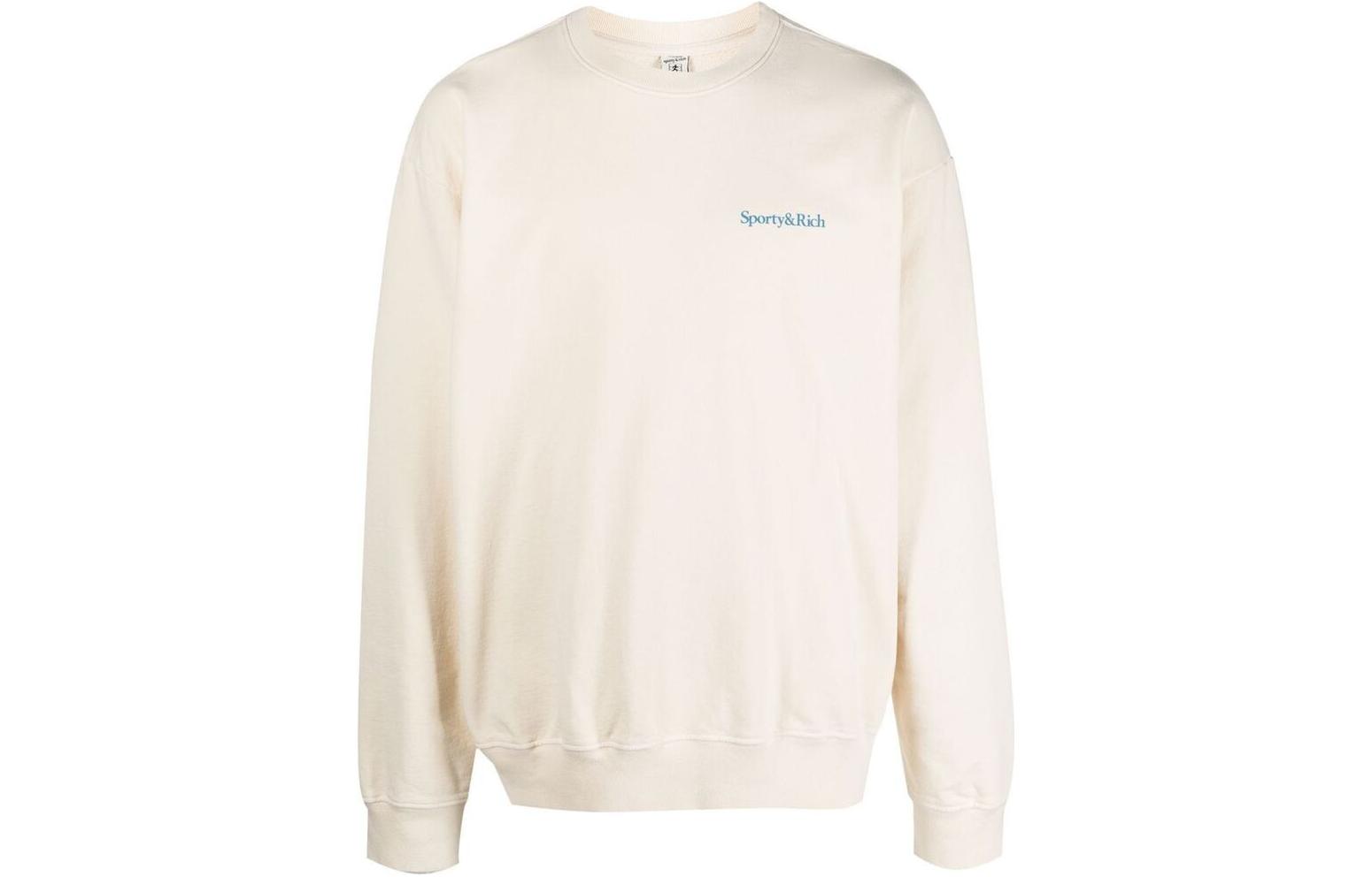 Sporty & Rich FW22 Plain Letter Print Crewneck Sweatshirt Men’s Beige CR483CR