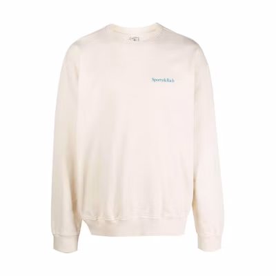 Sporty & Rich FW22 Plain Letter Print Crewneck Sweatshirt Men’s Beige CR483CR