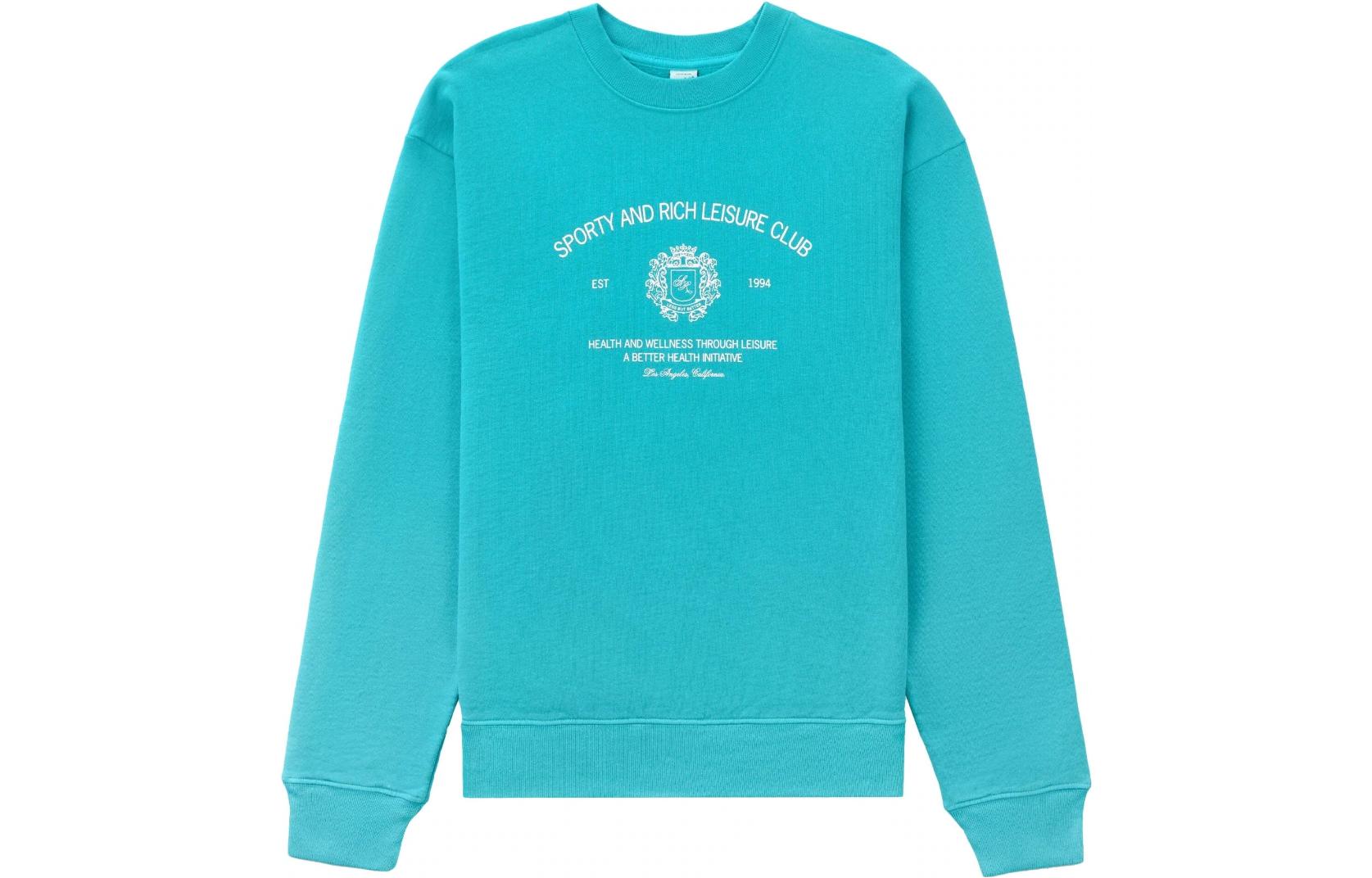 Sporty & Rich FW22 Slogan Print Crewneck Long Sleeve Sweatshirt Sky Blue Unisex CR635TE