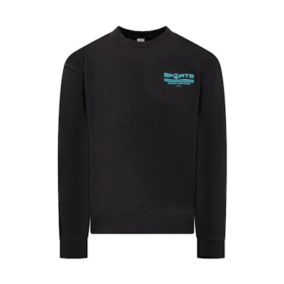 Sporty & Rich FW22 Solid Black Crewneck Pullover Sweatshirt Men CR454BK