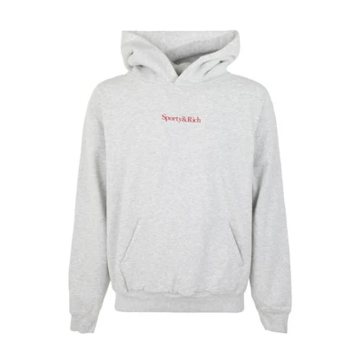 Sporty & Rich FW22 Solid Letter Printed Hoodie Grey HO651HGHEATHER