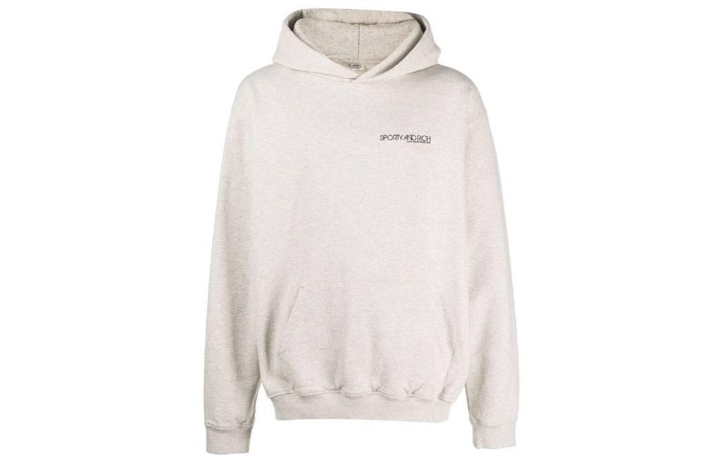 Sporty & Rich FW22 Solid Logo Print Hoodie Beige Unisex HO491HO