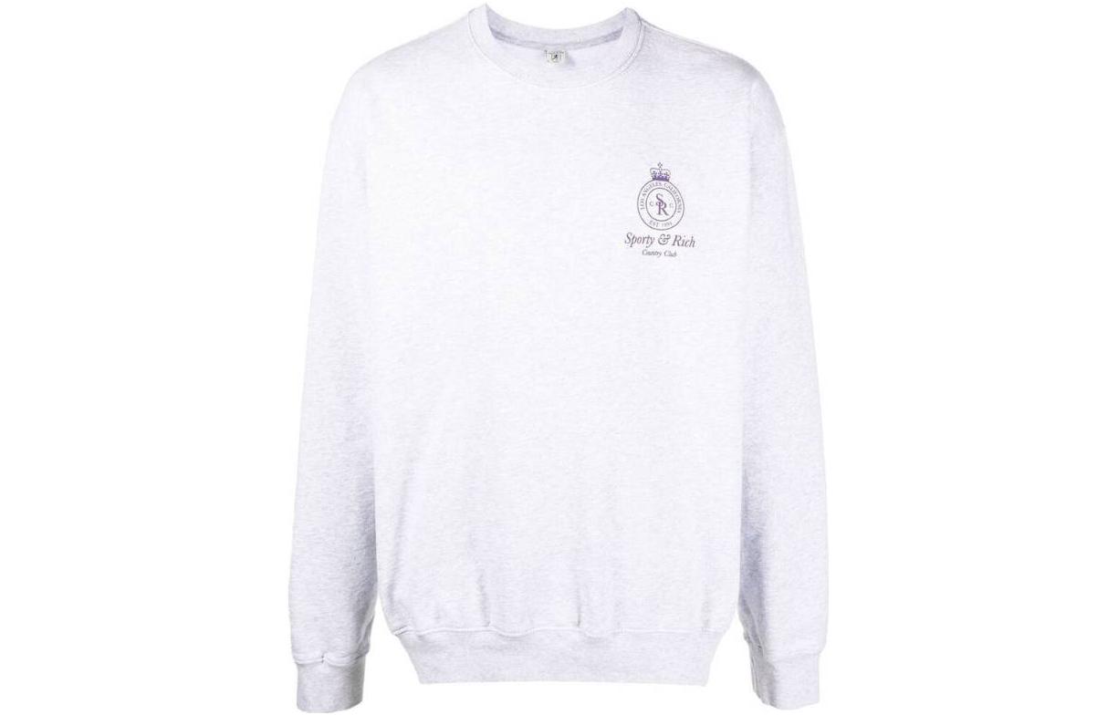 Sporty & Rich FW22 Solid Logo Print Pullover Sweatshirt Unisex Gray CR431HG
