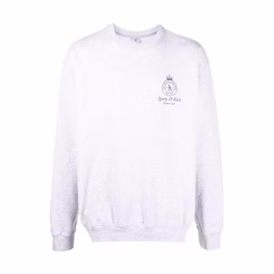 Sporty & Rich FW22 Solid Logo Print Pullover Sweatshirt Unisex Gray CR431HG