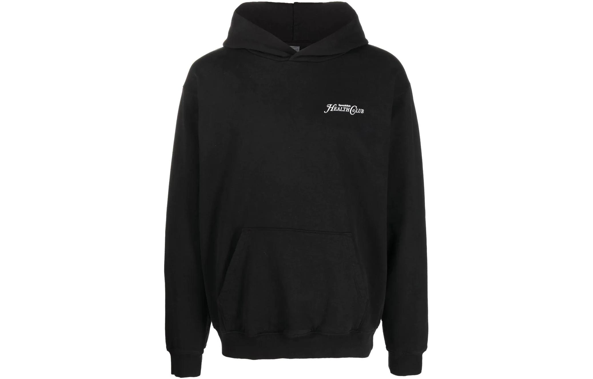 Sporty & Rich FW22 Solid Logo Pullover Hoodie Unisex Black HO622BKFBK