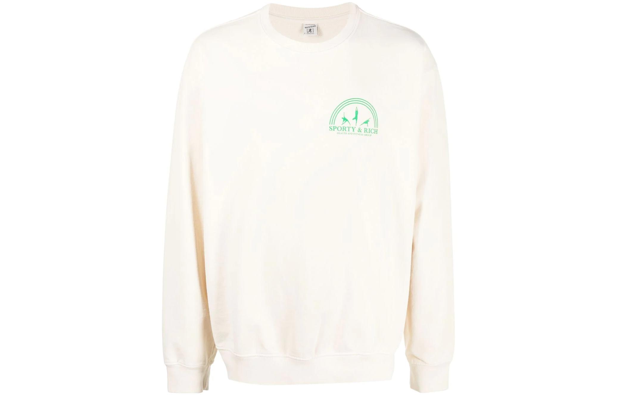 Sporty & Rich FW22 Unisex Cream Logo Print Fitness Sweatshirt CR471CRFITNESSCREAM