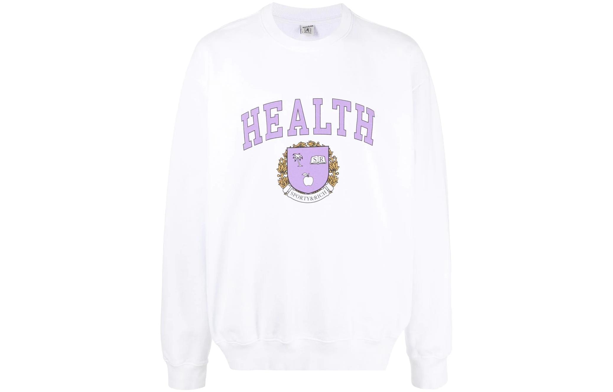 Sporty & Rich FW22 White Letter Graphic Crewneck Long-Sleeve Unisex Sweatshirt CR432WHDIANACREWWHITE