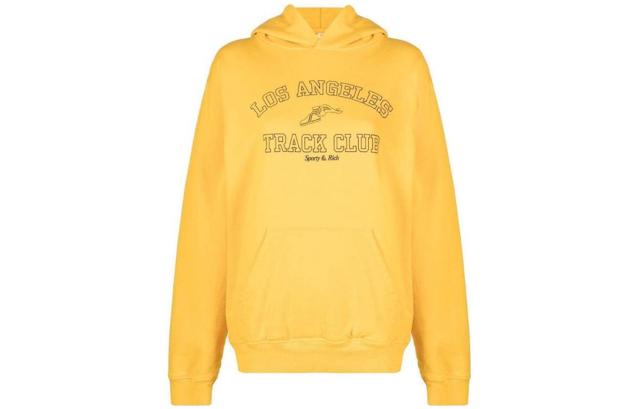 Sporty & Rich FW22 Yellow Logo Graphic Pullover Hoodie Mens HO631GOGOLD