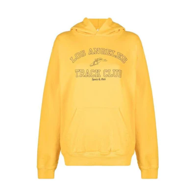 Sporty & Rich FW22 Yellow Logo Graphic Pullover Hoodie Mens HO631GOGOLD