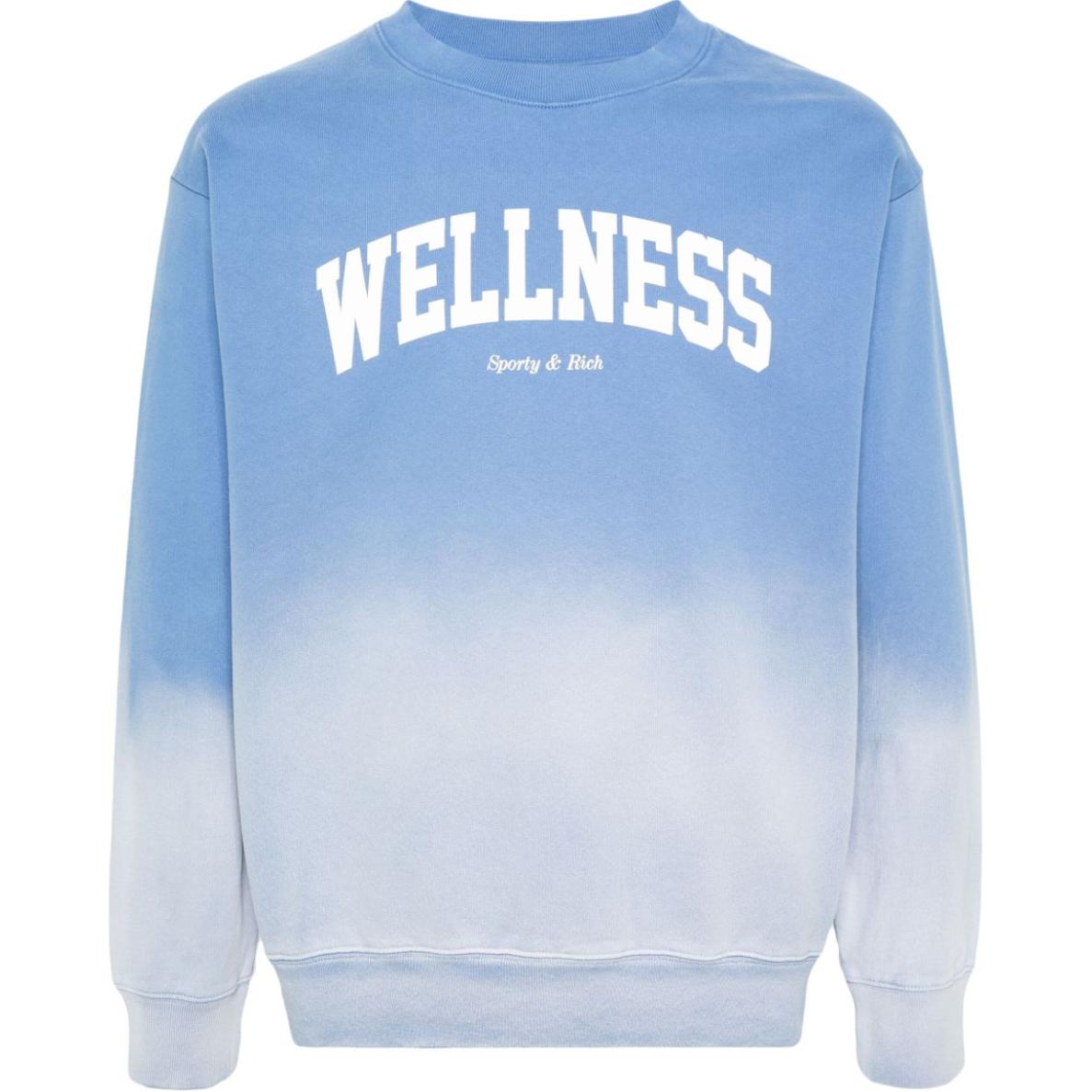 SPORTY & RICH Gradient Logo Crewneck Long Sleeve Sweatshirt Unisex Cornflower Blue WS067S413WB