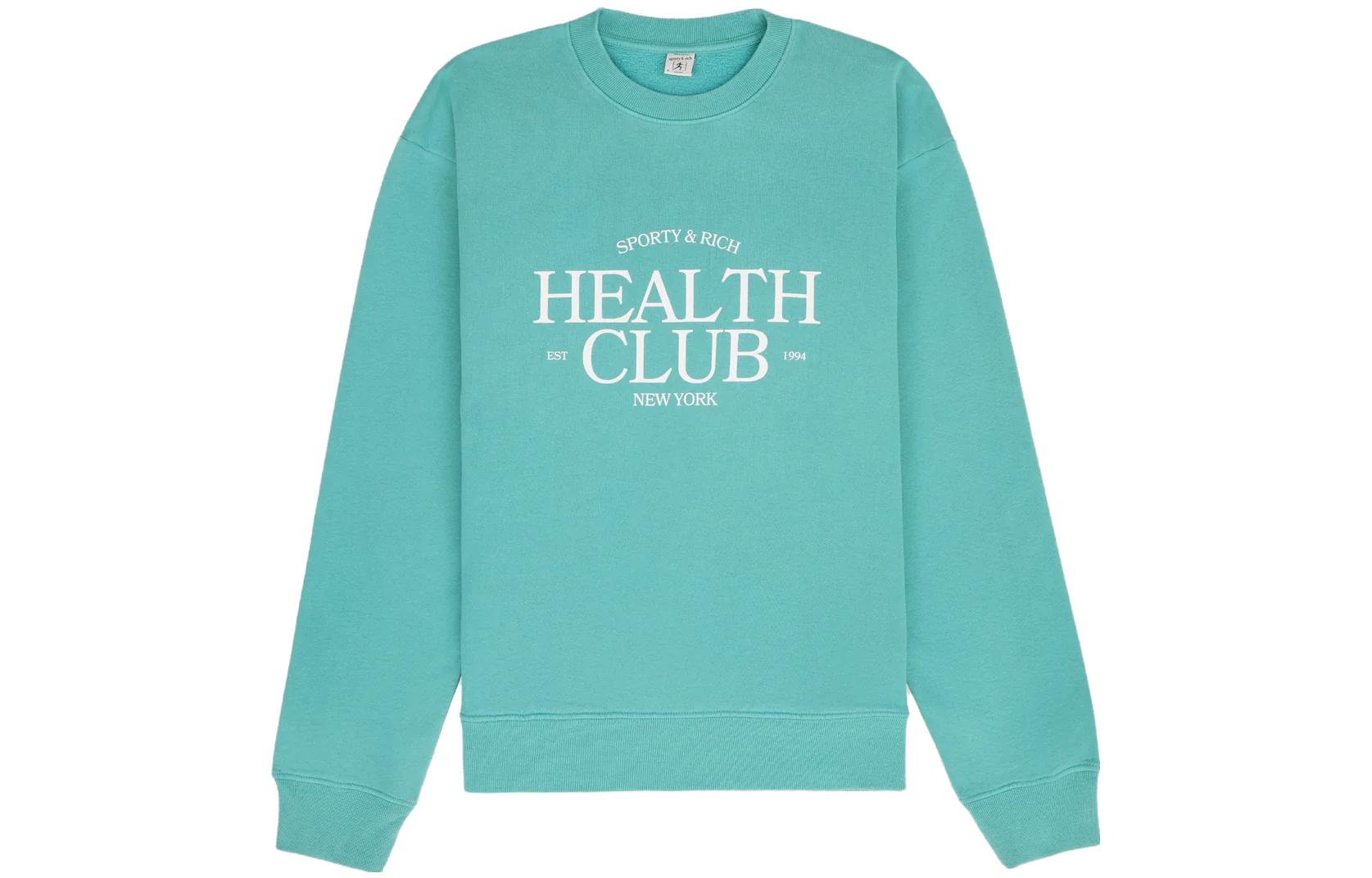 Sporty & Rich Green Logo Print Long Sleeve Crewneck Sweatshirt Unisex CR855FTFFTW