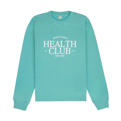 Sporty & Rich Green Logo Print Long Sleeve Crewneck Sweatshirt Unisex CR855FTFFTW