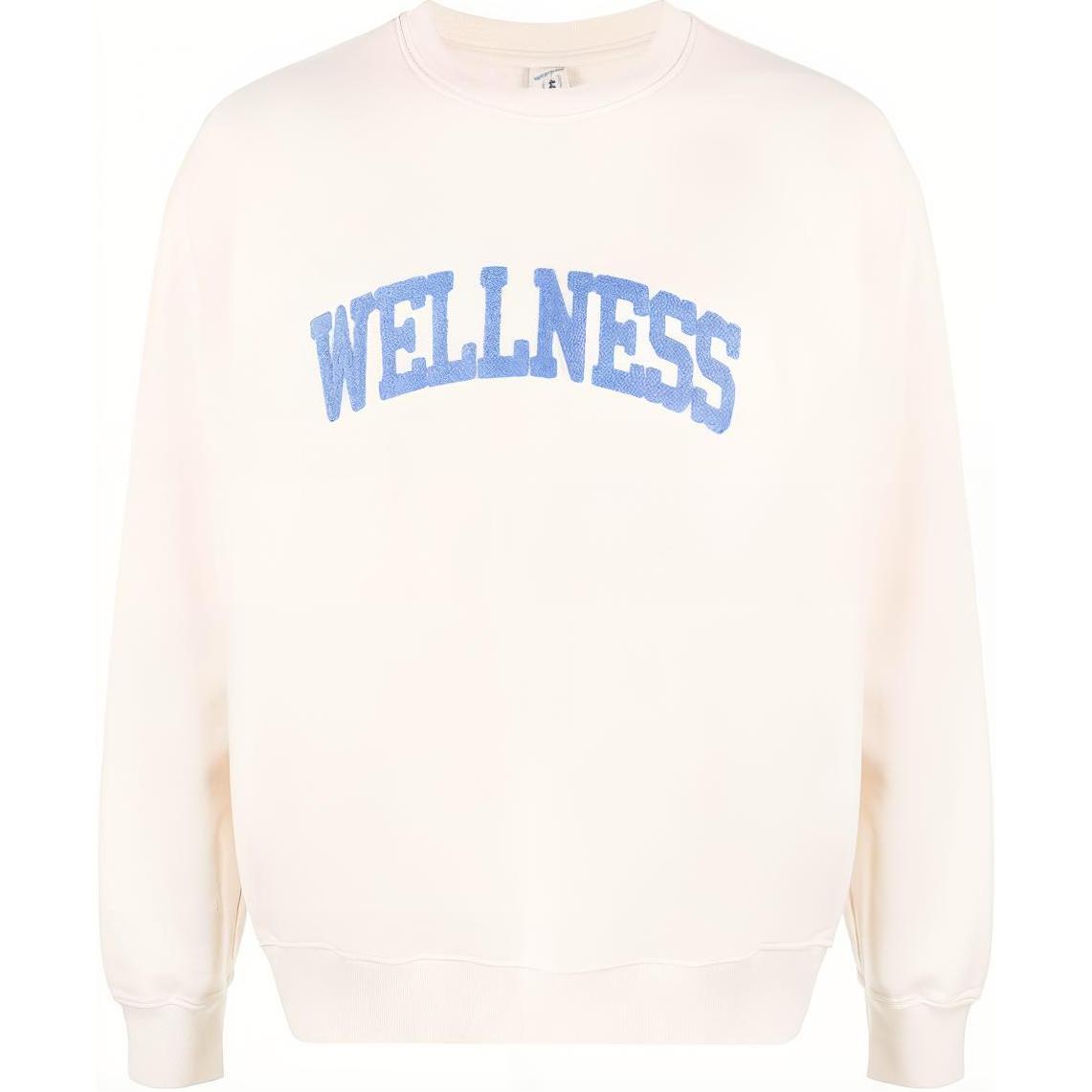 Sporty & Rich Letter Applique Pullover Crewneck Unisex Sweatshirt Light Beige CR623CR