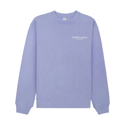 Sporty & Rich Letter Logo Pullover Sweatshirt Light Blue CR661PE