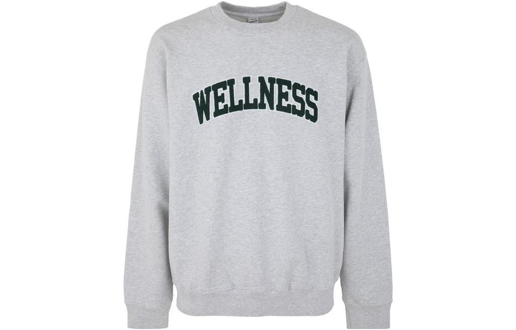 Sporty & Rich Letter Print Crewneck Pullover Sweatshirt Grey CR623GHHEATHER