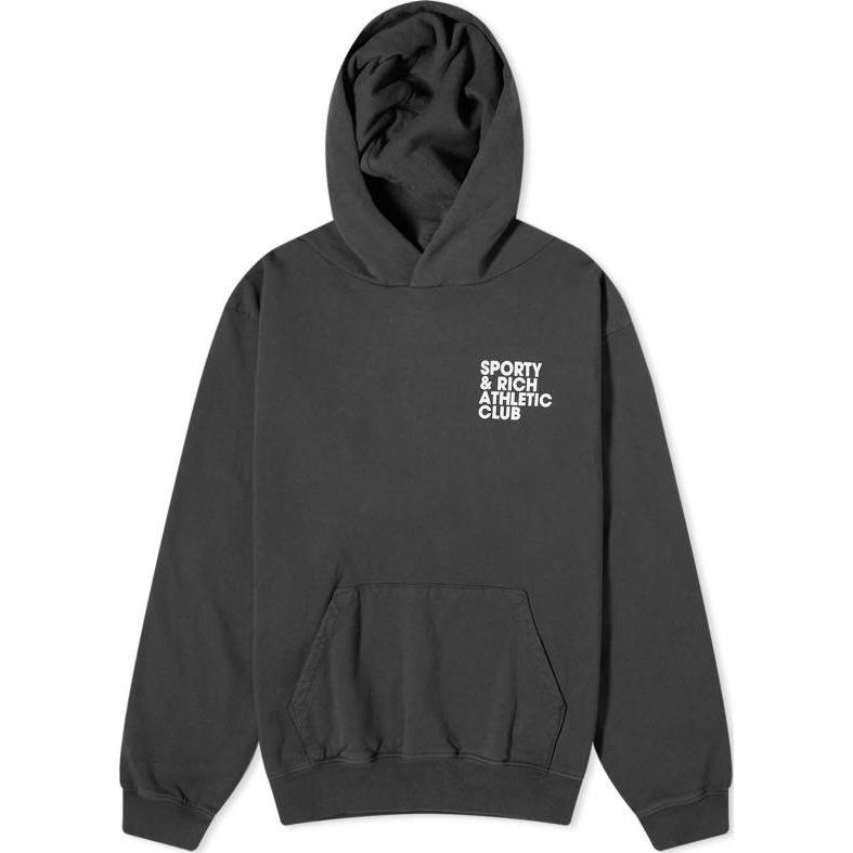 Sporty & Rich Letter Print Hoodie Unisex Black HOAW232FB