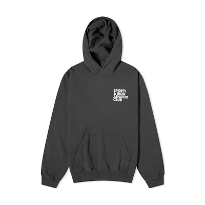 Sporty & Rich Letter Print Hoodie Unisex Black HOAW232FB