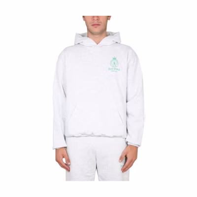 Sporty & Rich Letter Print Pullover Hoodie Unisex Light Gray HO471HGHEATHERGRAY