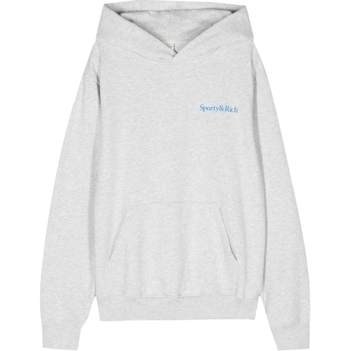 Sporty & Rich Letter Print Pullover Hoodie Unisex Grey HOAW235HG
