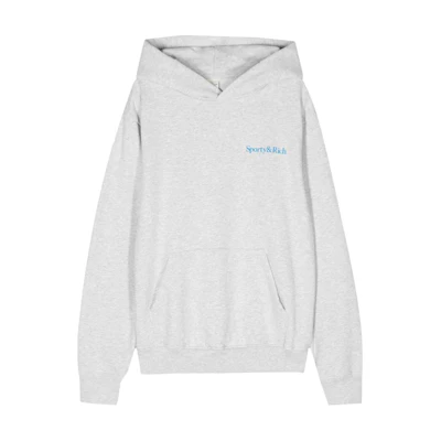 Sporty & Rich Letter Print Pullover Hoodie Unisex Grey HOAW235HG