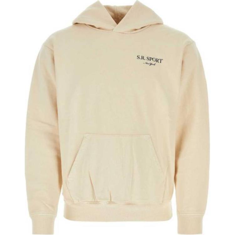 Sporty & Rich Letter Print Yellow Hoodie for Men HO1021CRCREAMNAVY