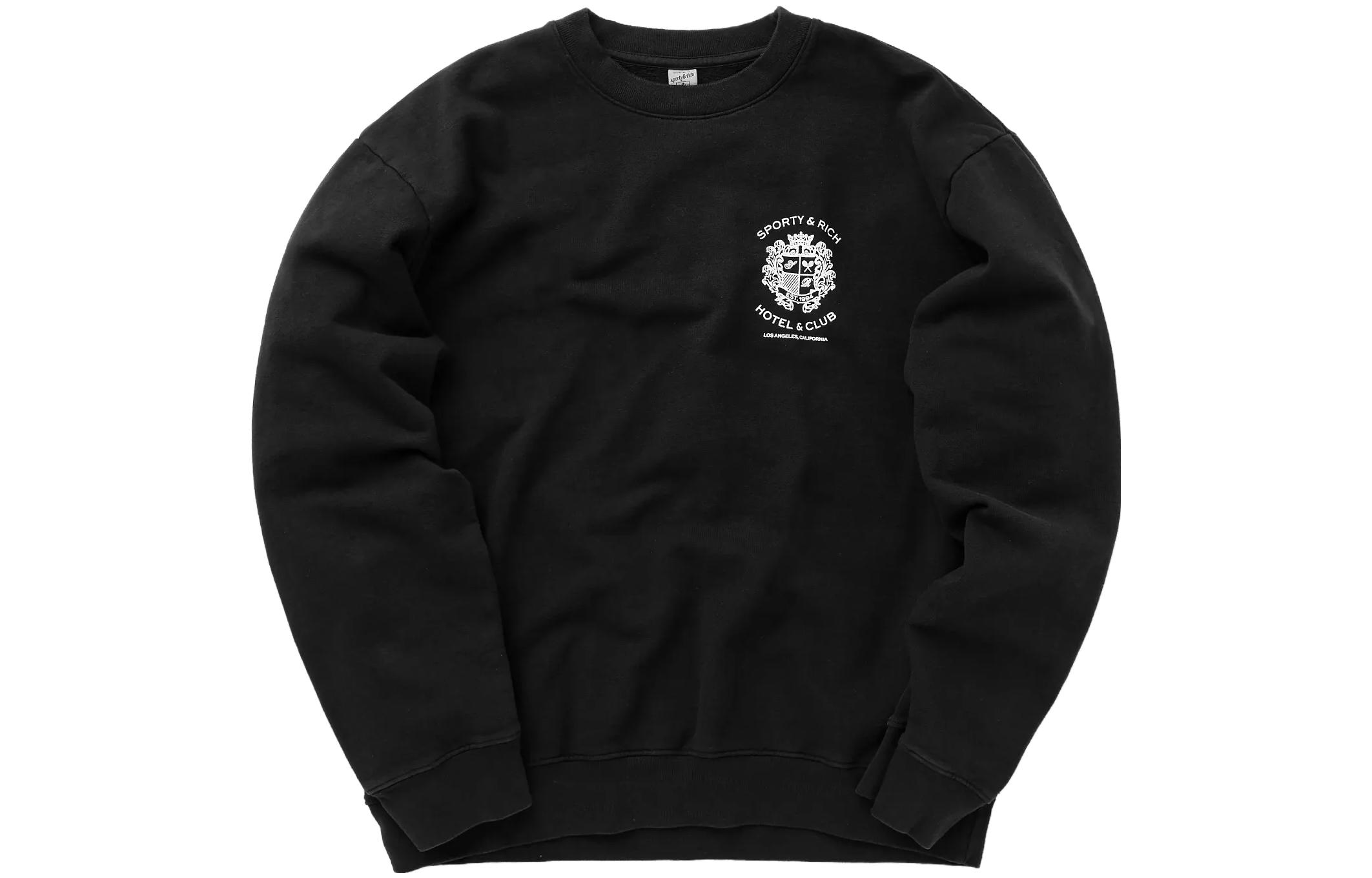 Sporty & Rich Logo Crewneck Long Sleeve Sweatshirt Unisex Black CR961BK