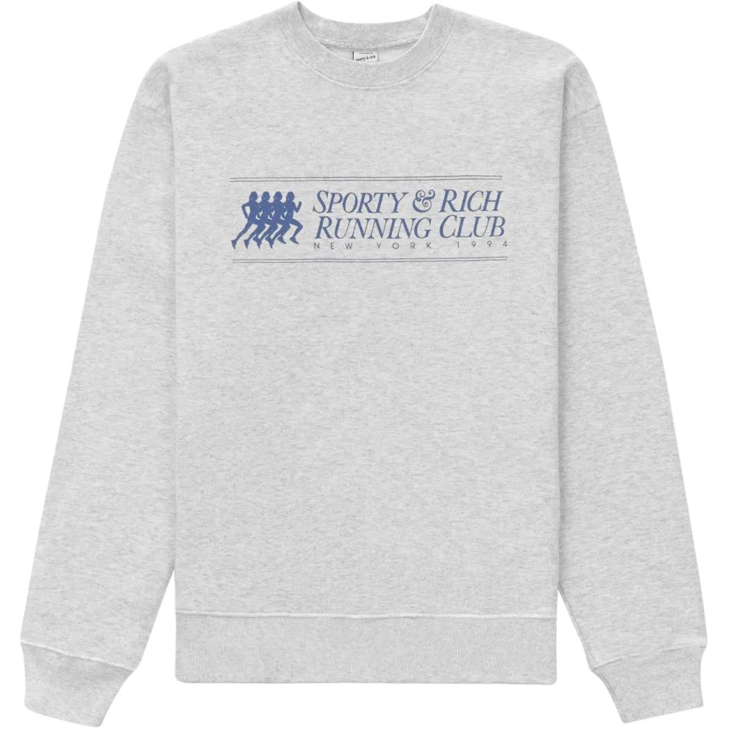 Sporty & Rich Logo Crewneck Sweatshirt Men’s Grey Long Sleeve CR645HG