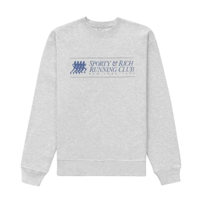 Sporty & Rich Logo Crewneck Sweatshirt Men’s Grey Long Sleeve CR645HG