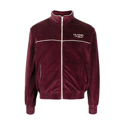 Sporty & Rich Logo Embroidered Zip-Up Sweatshirt Burgundy JA751ME