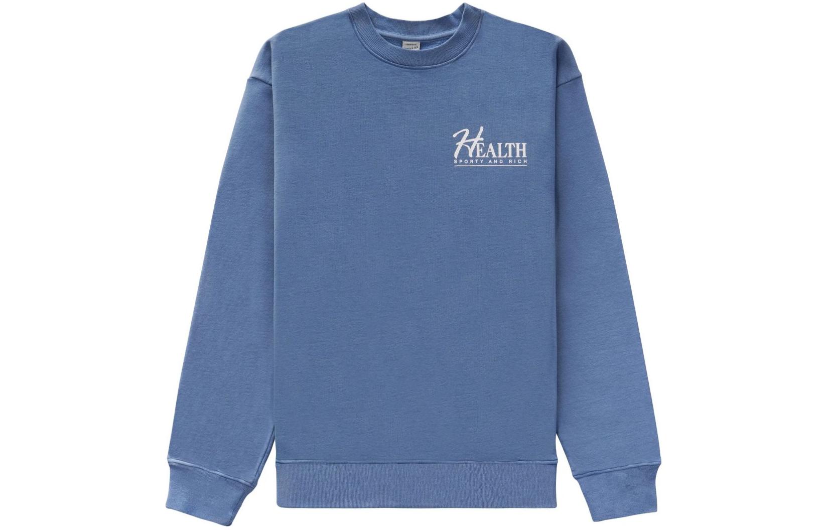 Sporty & Rich Logo Print Crewneck Long Sleeve Loose Sweatshirt Unisex Blue CR641SB