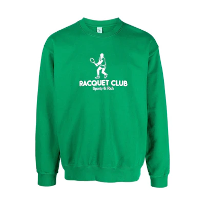Sporty & Rich Logo Print Crewneck Long Sleeve Sweatshirt Green CR654GSGRASS