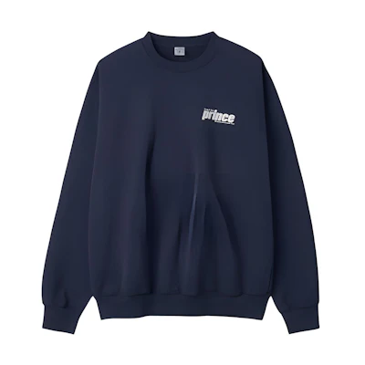 Sporty & Rich Logo Print Crewneck Long Sleeve Sweatshirt Navy Blue CR521NA