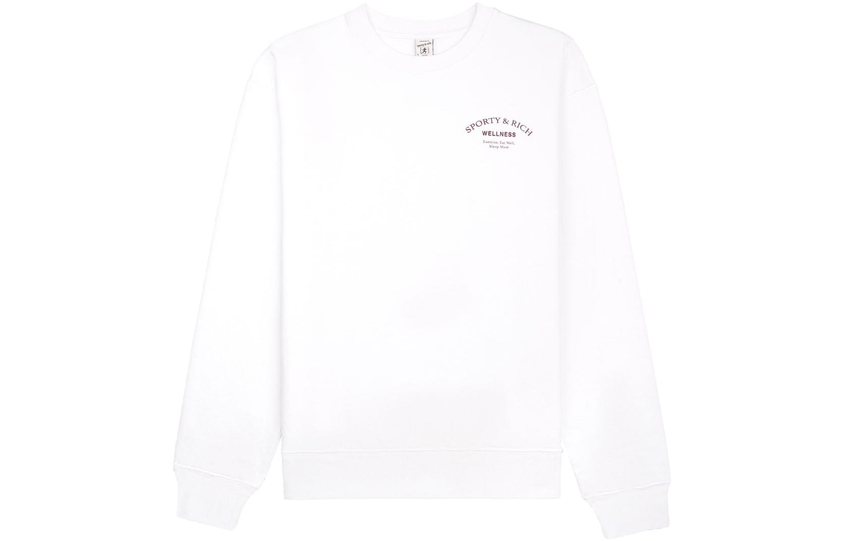 Sporty & Rich Logo Print Crewneck Pullover Sweatshirt White (Men) CR663WH