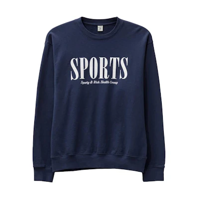Sporty & Rich Logo Print Crewneck Pullover Sweatshirt Navy Unisex CR872NA