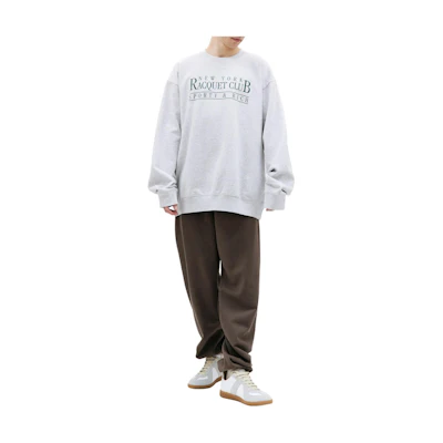 Sporty & Rich Logo Print Oversized Crewneck Sweatshirt Grey CRAW2354HG