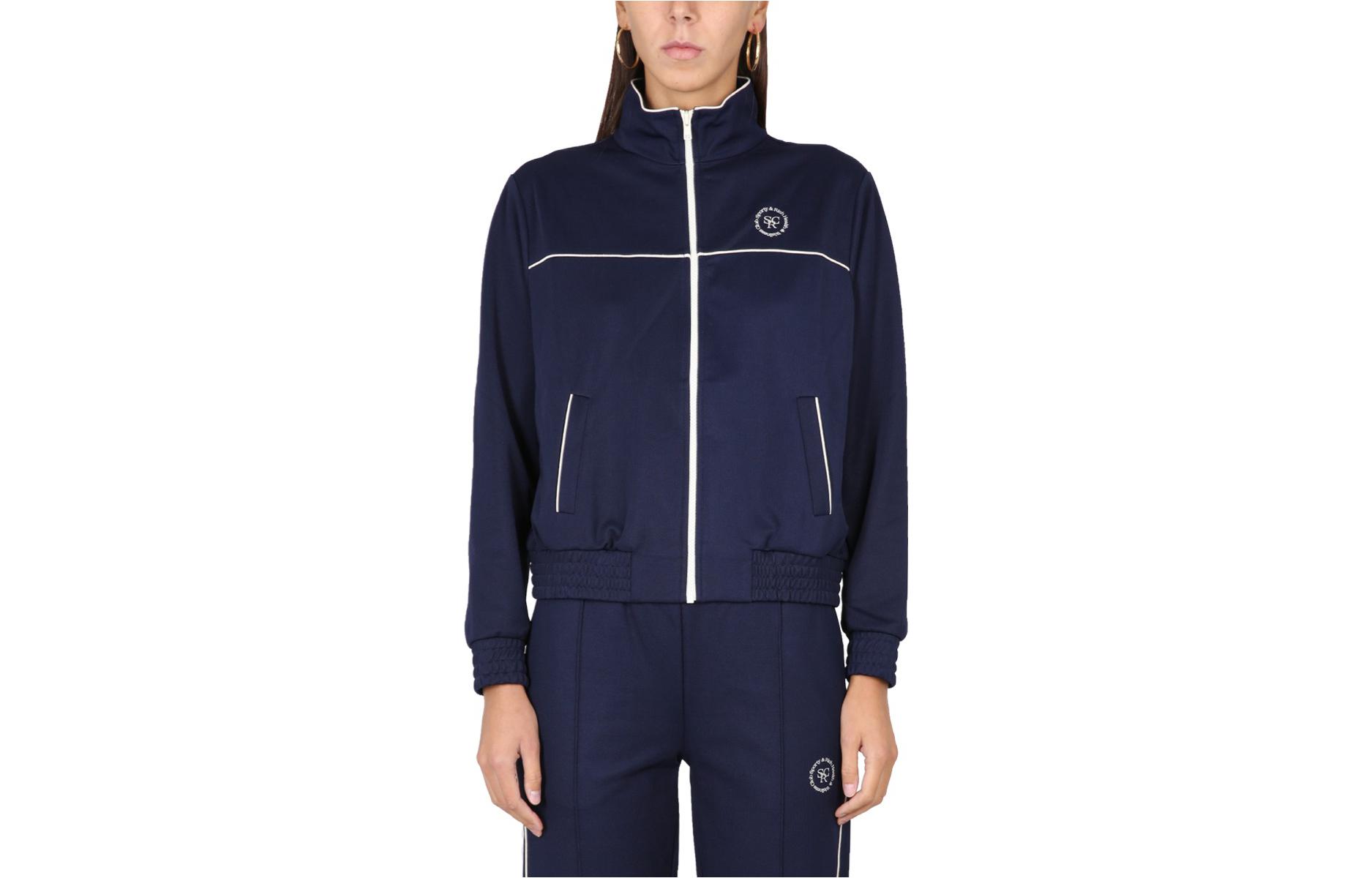 Sporty & Rich Logo Zip-Up Jacket Navy Unisex JA701NANAVYWHITE