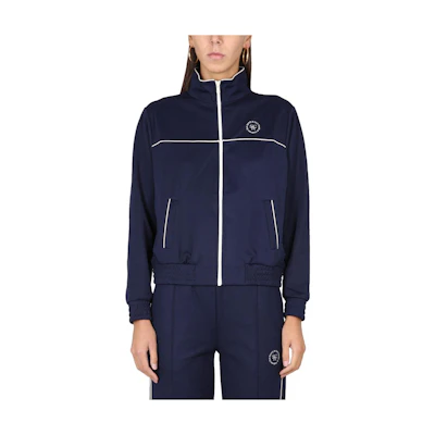 Sporty & Rich Logo Zip-Up Jacket Navy Unisex JA701NANAVYWHITE