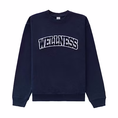 Sporty & Rich Navy Blue Crewneck Logo Sweatshirt for Men CR752NAVY