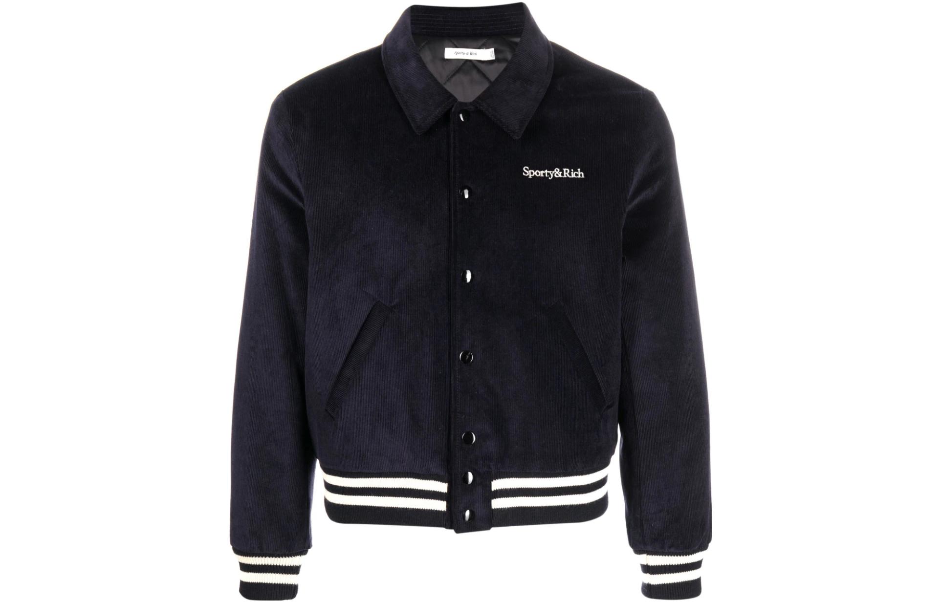 Sporty & Rich Navy Blue Pilot Comfort Letterman Jacket JA761NA