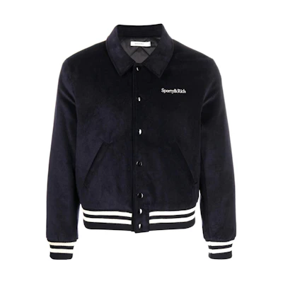 Sporty & Rich Navy Blue Pilot Comfort Letterman Jacket JA761NA