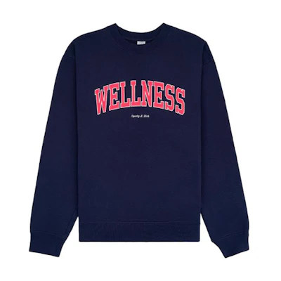 Sporty & Rich Navy Crewneck Sweatshirt with Lettering Unisex CR662NA