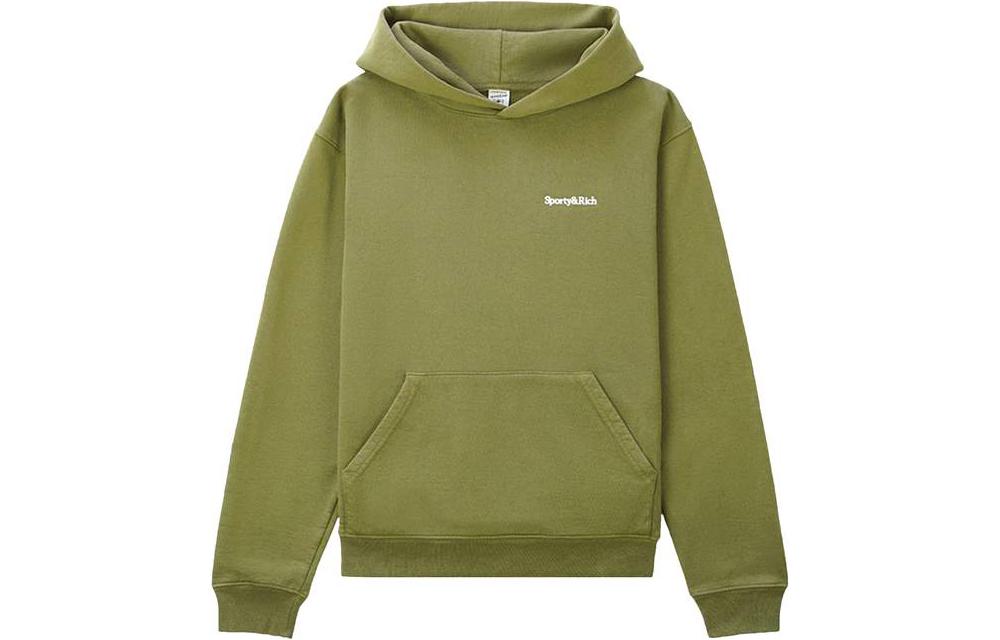 Sporty & Rich Olive Green Logo Print Hoodie Long Sleeve Sweatshirt 1SS220106SLHOLIV