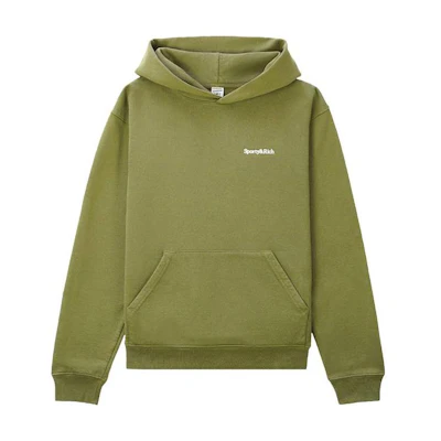 Sporty & Rich Olive Green Logo Print Hoodie Long Sleeve Sweatshirt 1SS220106SLHOLIV