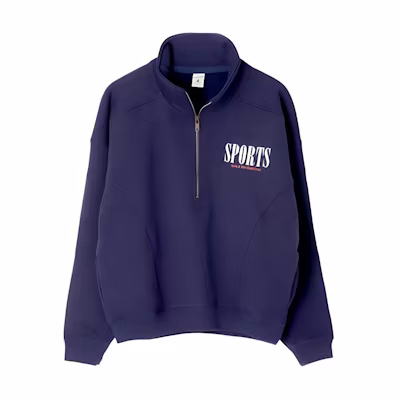 Sporty & Rich Oversized Half-Zip Collar Sweatshirt Unisex Blue QZAW233NA31