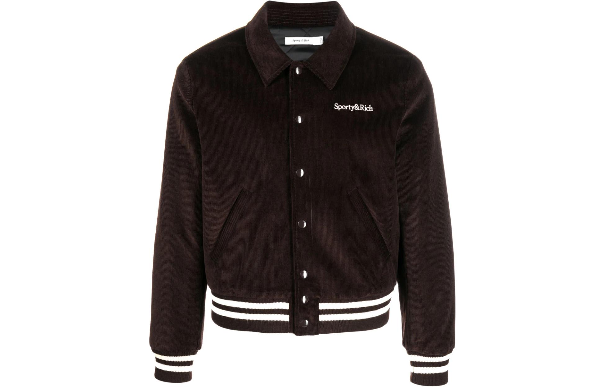 Sporty & Rich Pilot Embroidered Button-Up Jacket Brown JA761CH